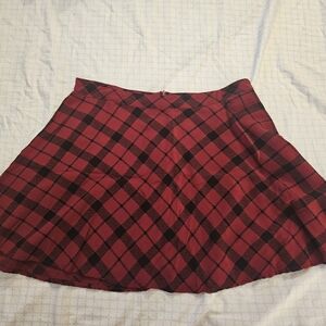 Forever 21 Red and Black Plaid Skater Skirt